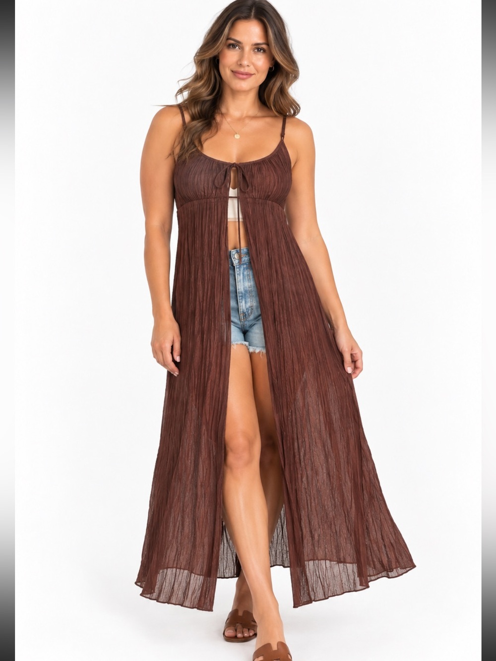 NWT- MADDEN NYC Sleeveless Maxi Cover-Up with Front OPENING